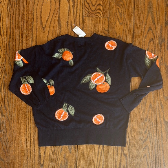 LOFT Navy Sweater with Orange Fruit - Picture 3 of 3